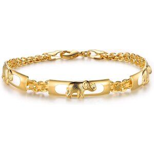 18K Gold Plated Elephant Bracelet for Women - Lucky Elephant Jewelry Gift